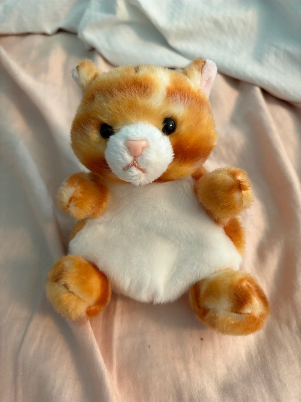 Plush Cat Stuffed Animal - Cream & Orange Soft Toy